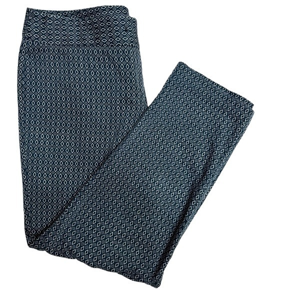 Roz and Ali Women's Navy & White‎ Diamond Print Ankle Length Pants Size 6P - Picture 1 of 8